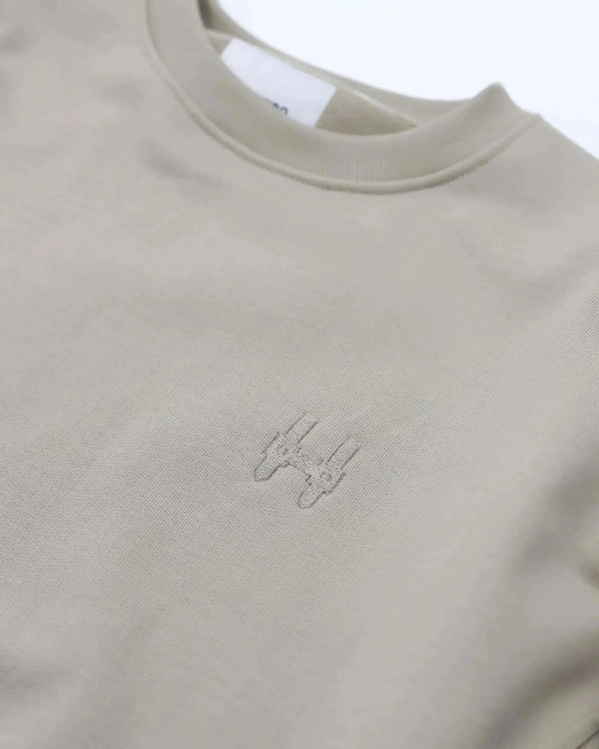 Cropped Sweatshirt 343 - Crewneck Beige Batohiro