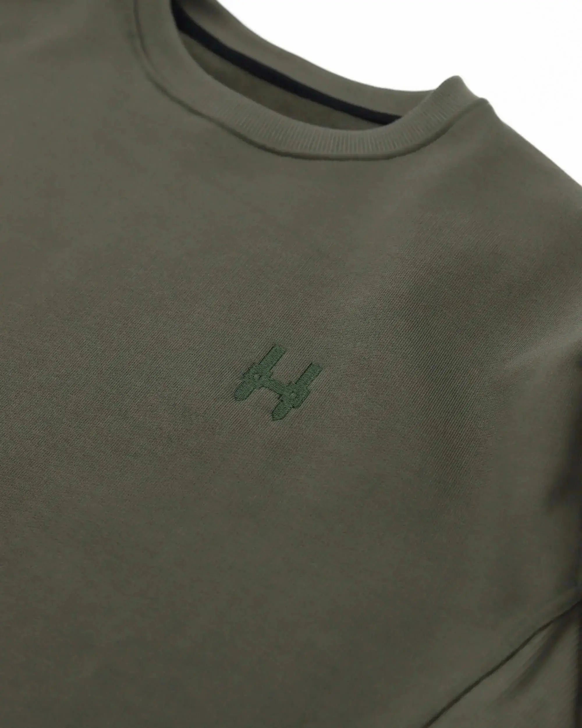 Cropped Sweatshirt 343 - Crewneck Green Batohiro