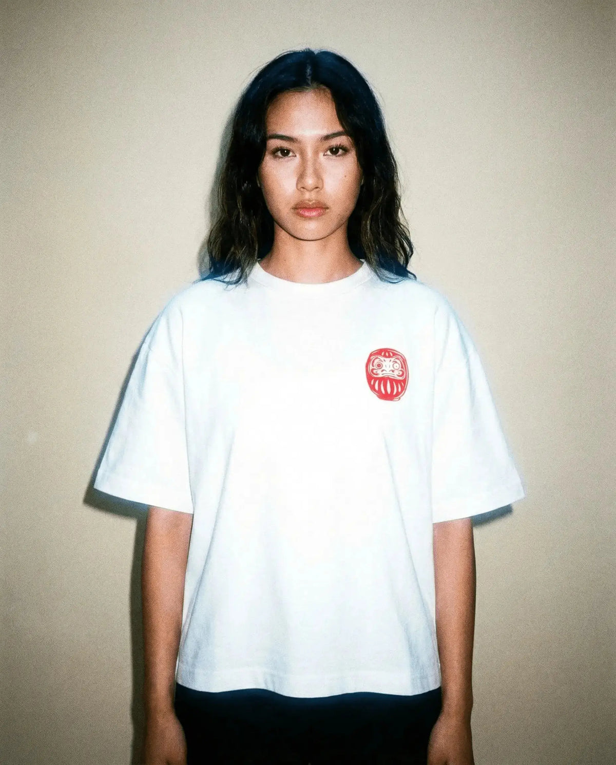 Daruma - White Cropped Oversized Tee Batohiro