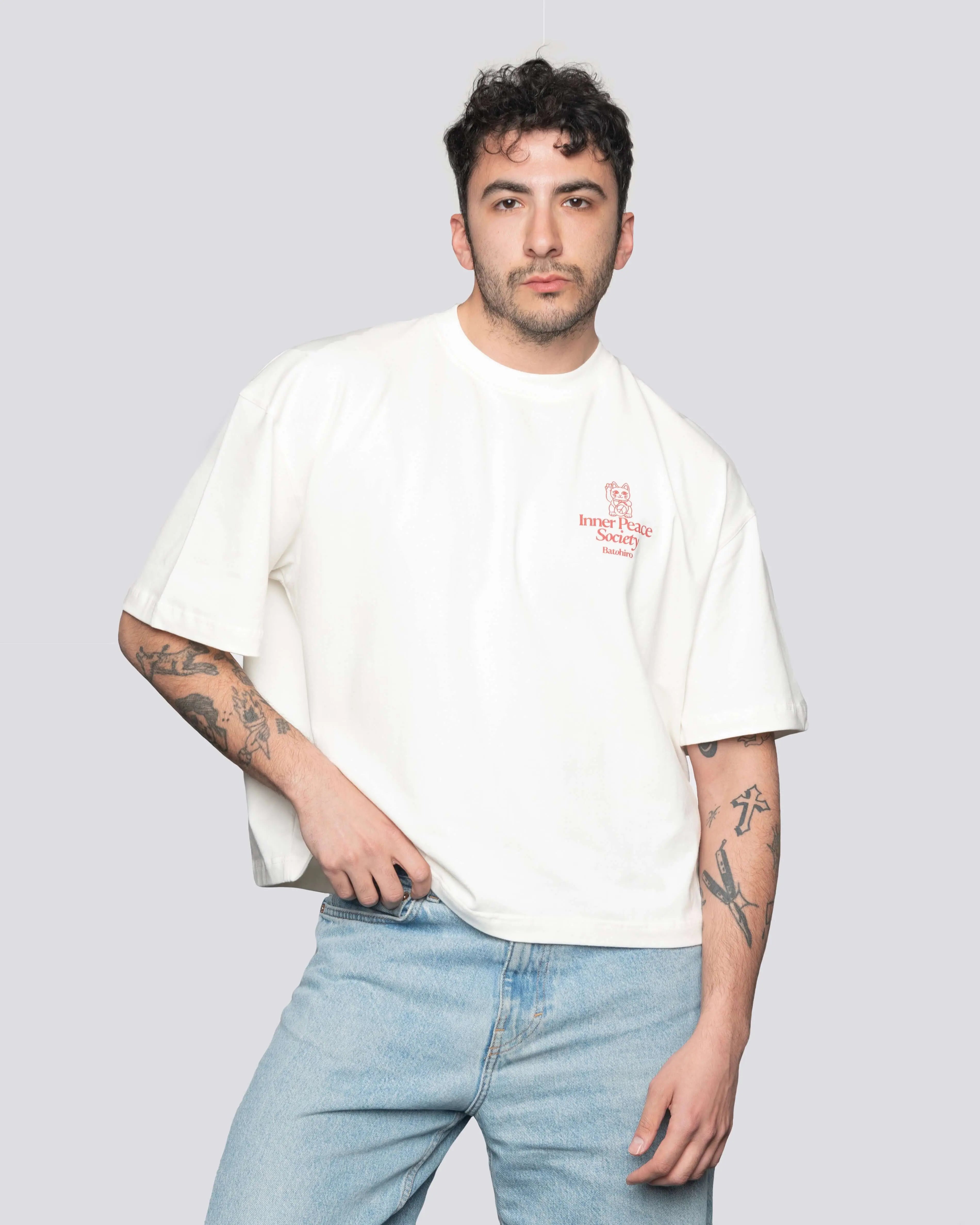 Inner Peace Society - Cropped Oversized Tee Batohiro
