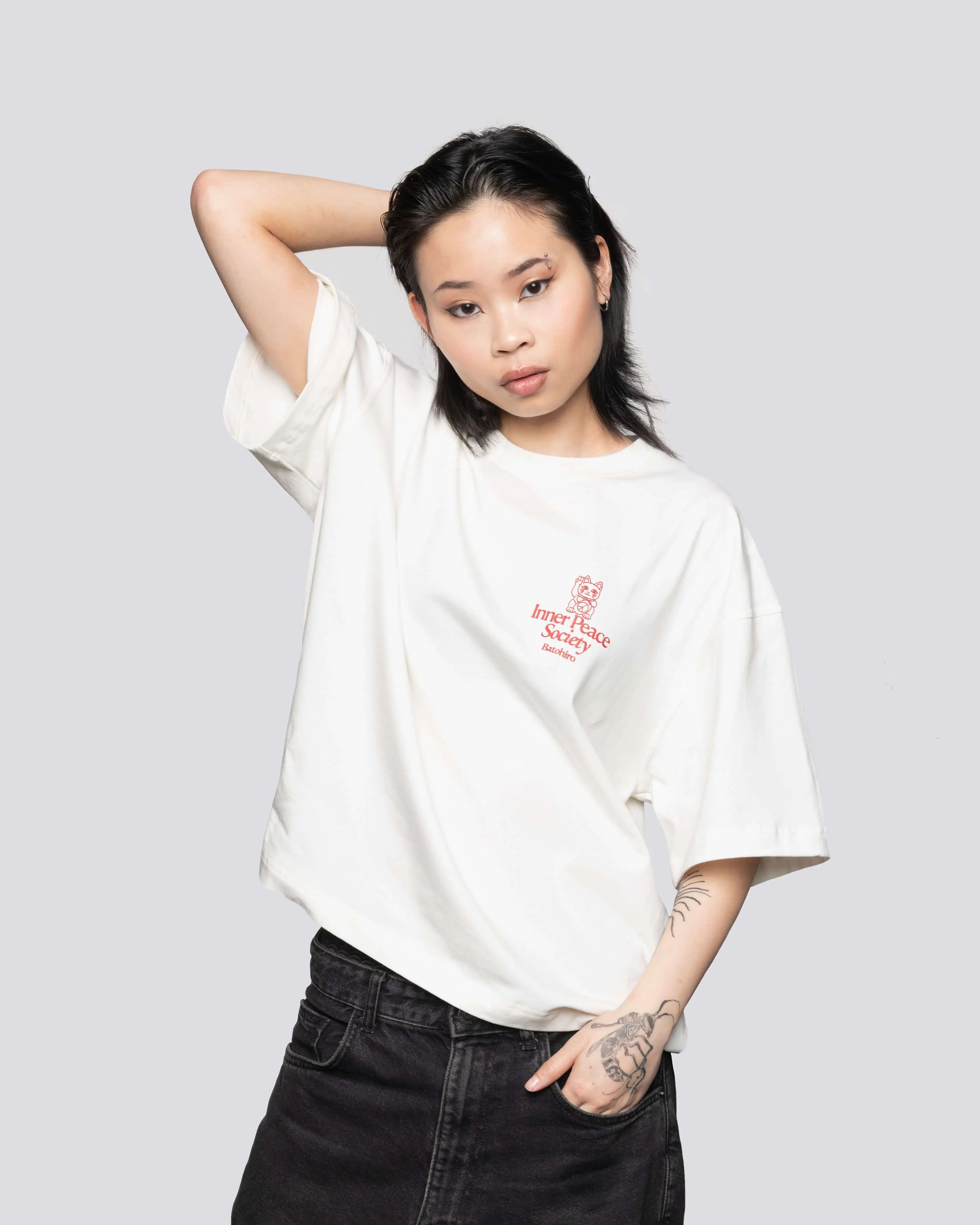 Inner Peace Society - Cropped Oversized Tee Batohiro