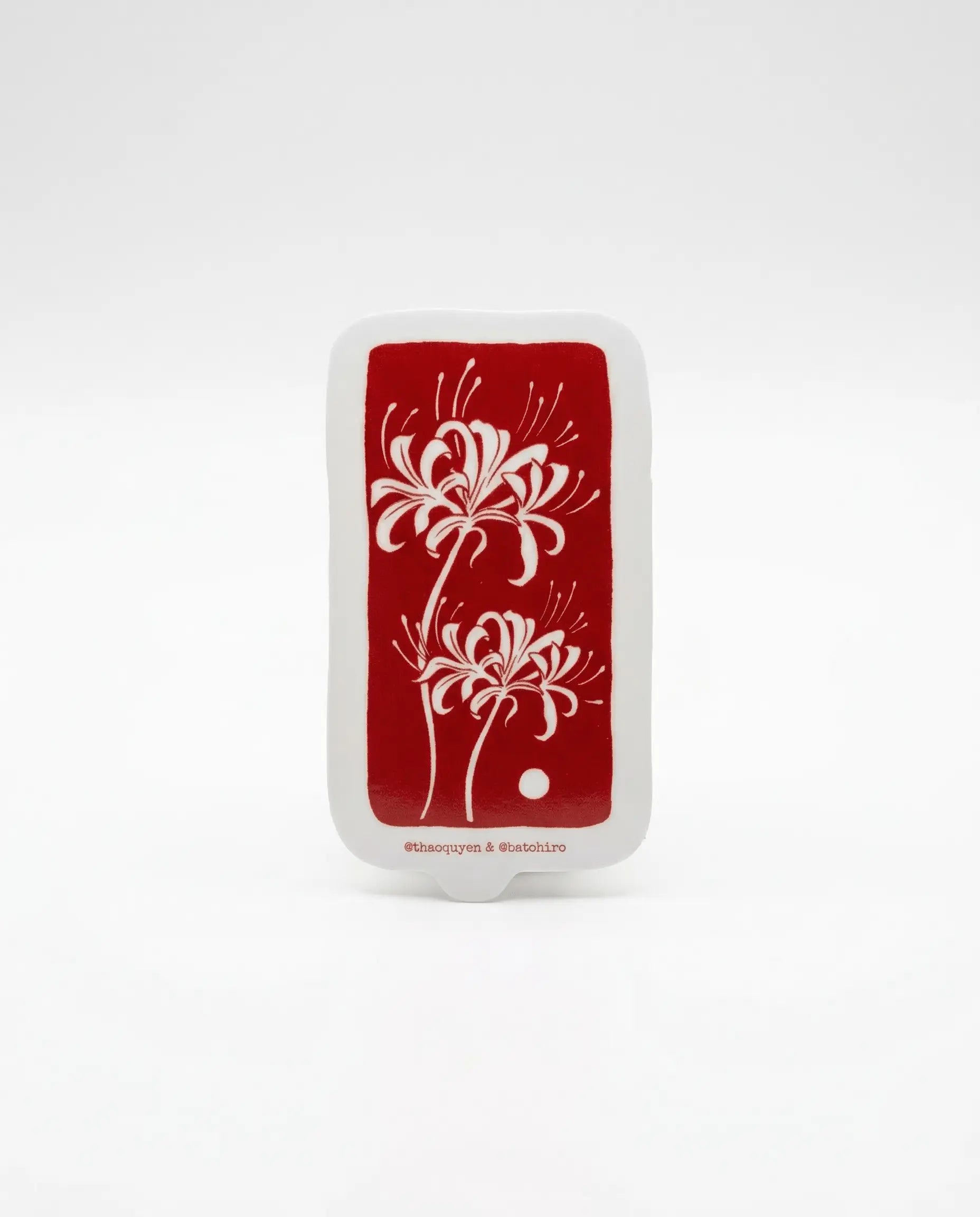 Batohiro® Spider Lily Sticker featuring a vibrant red design with white spider lily illustrations.