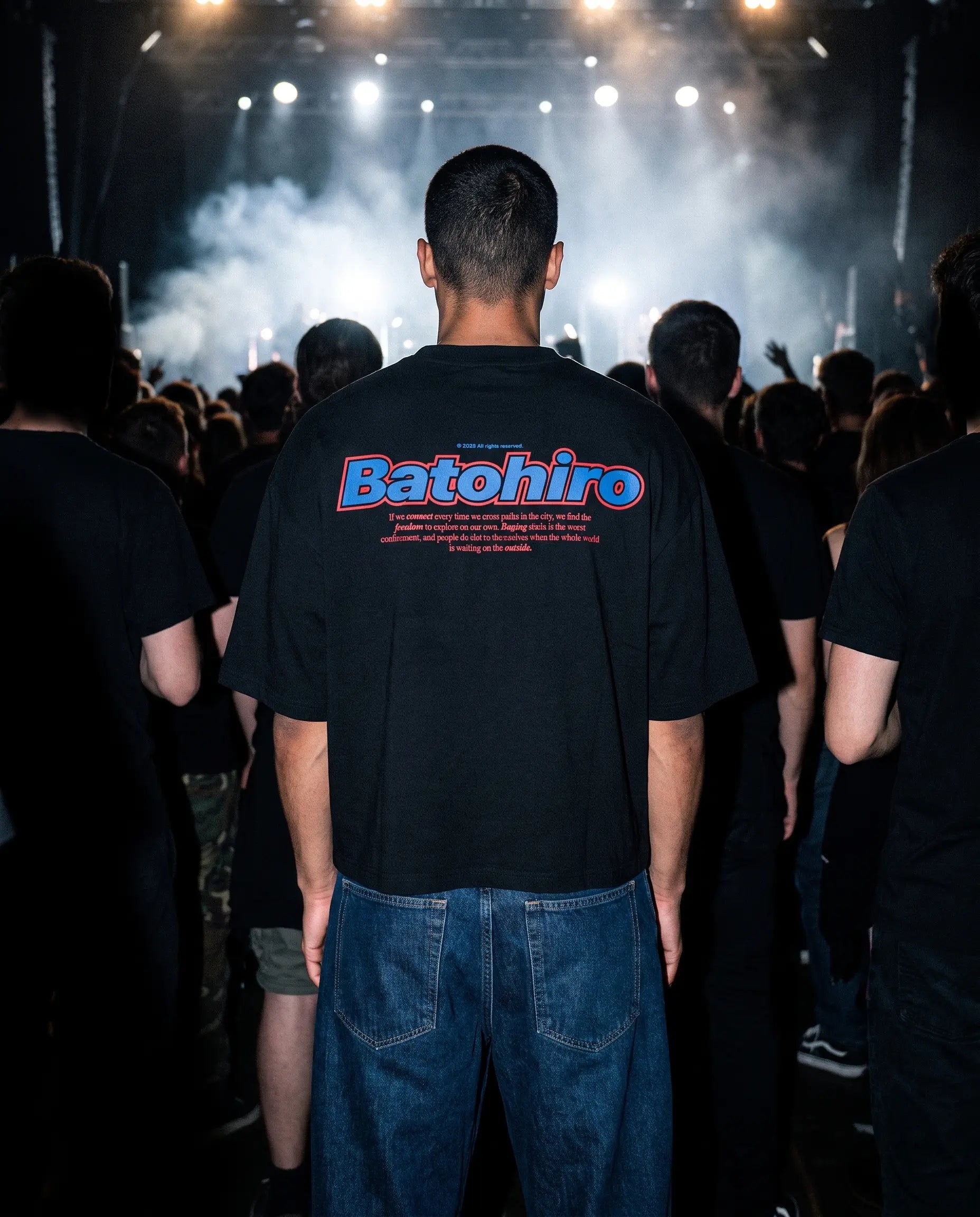Oversized Tričko Outside – Black Cropped Oversized Tee - Batohiro