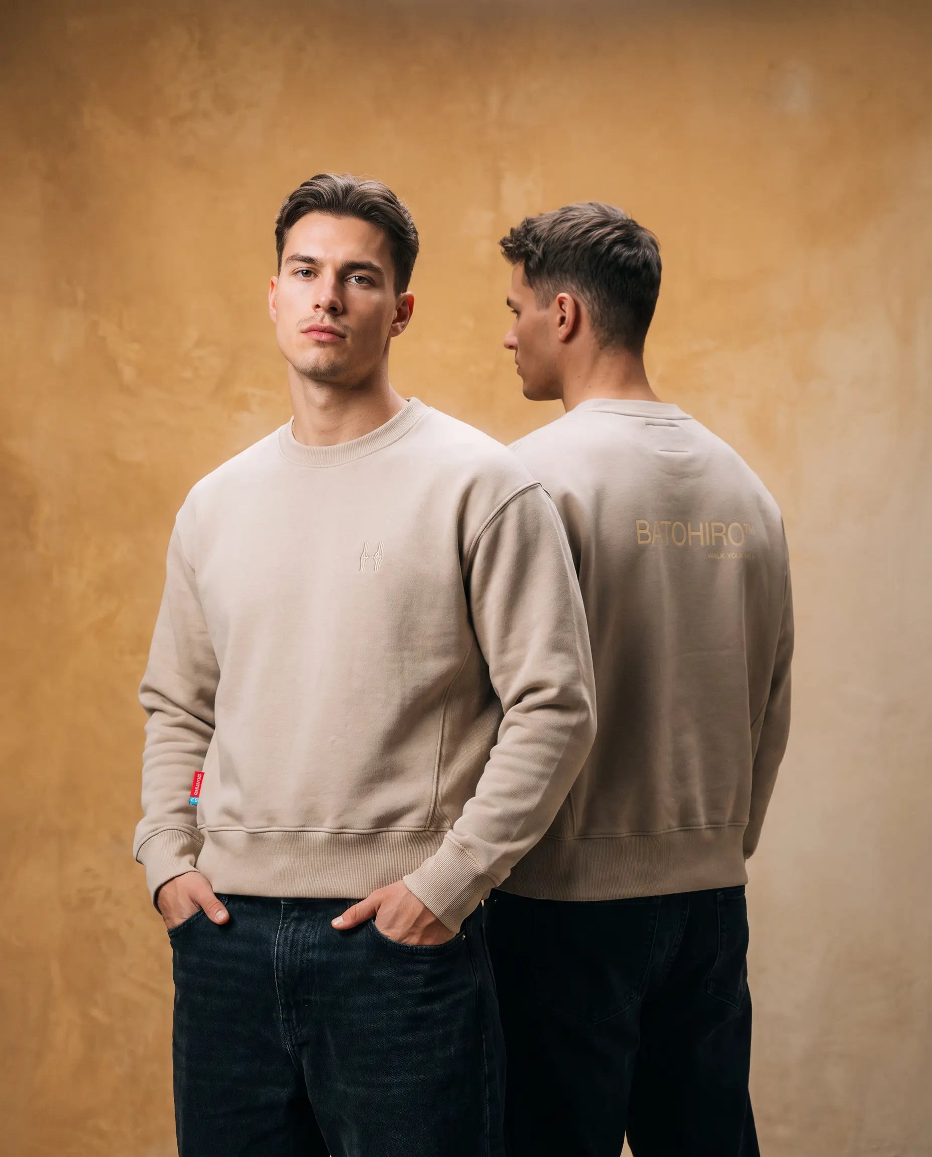 Kurzer Pullover 343 – Rundhalspullover Beige Batohiro