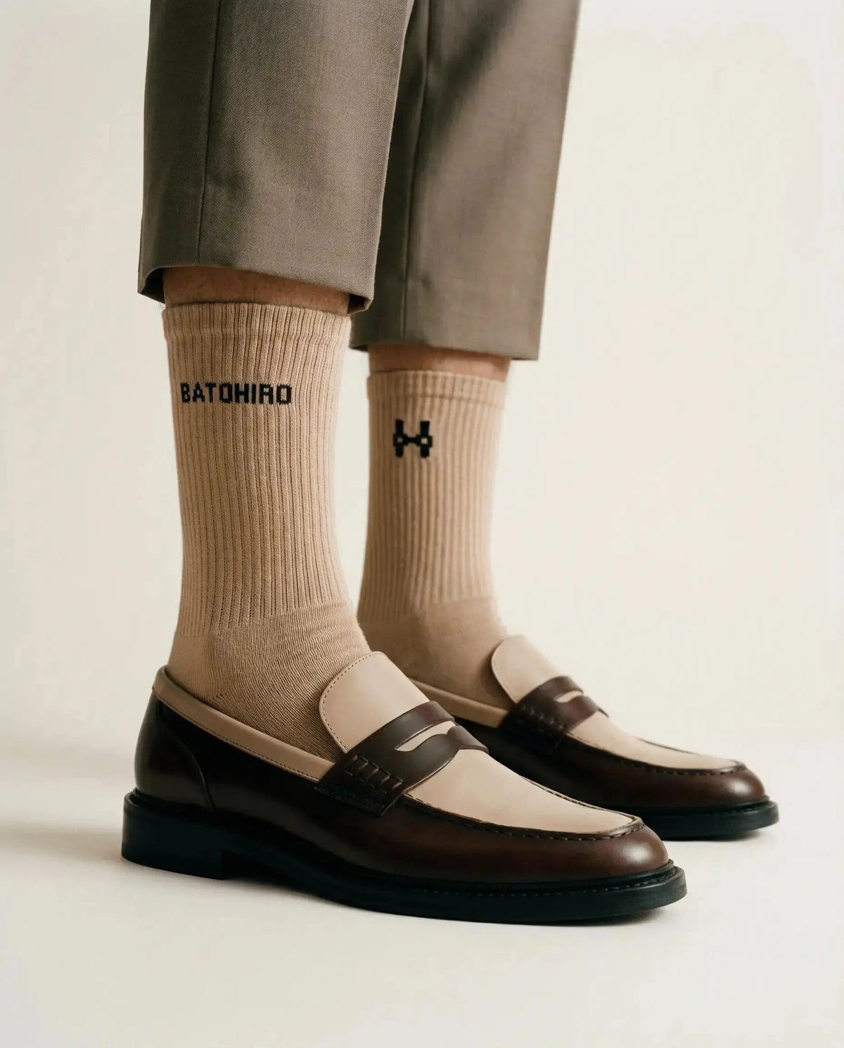 Batohiro Crew Socks - Beige Batohiro