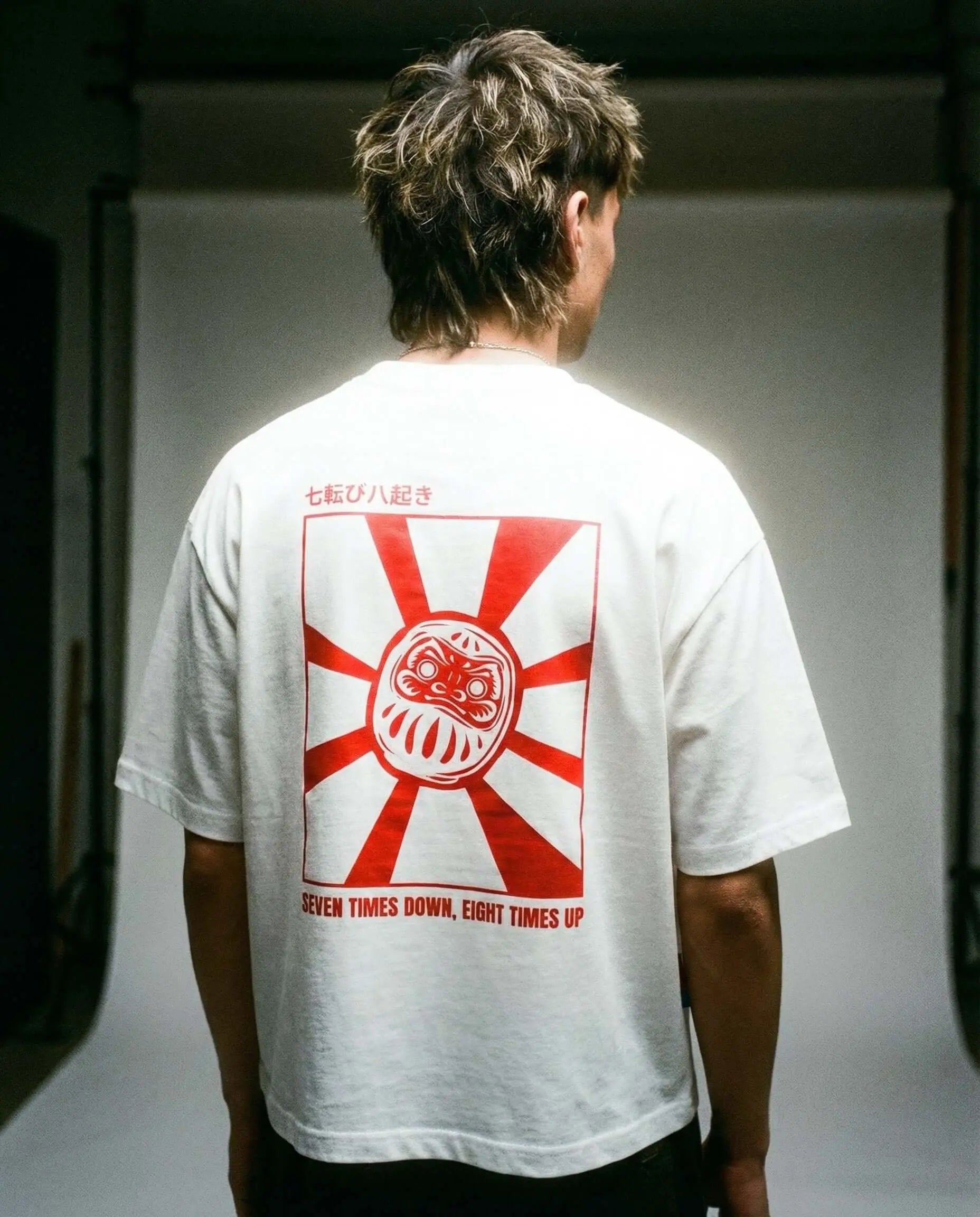 Daruma - White Cropped Oversized Tee Batohiro