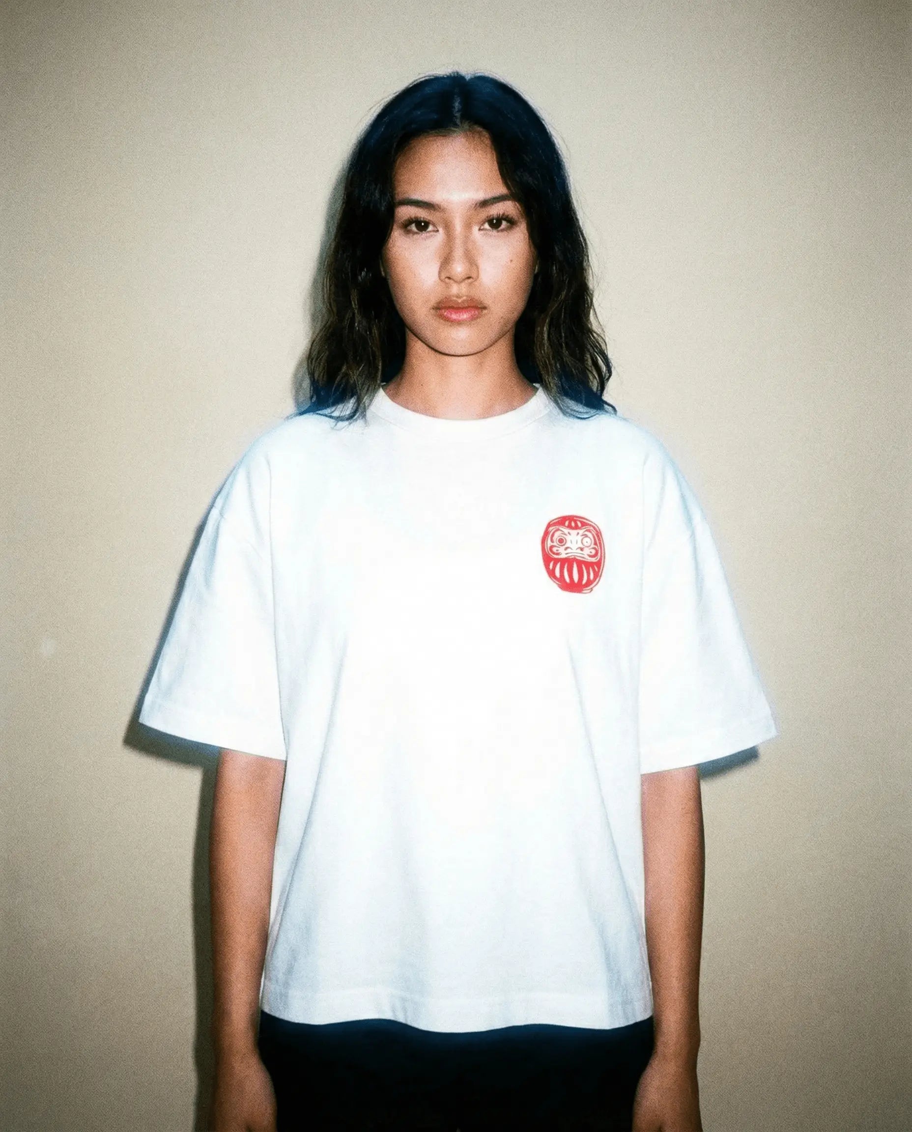 Daruma - White Cropped Oversized Tee Batohiro
