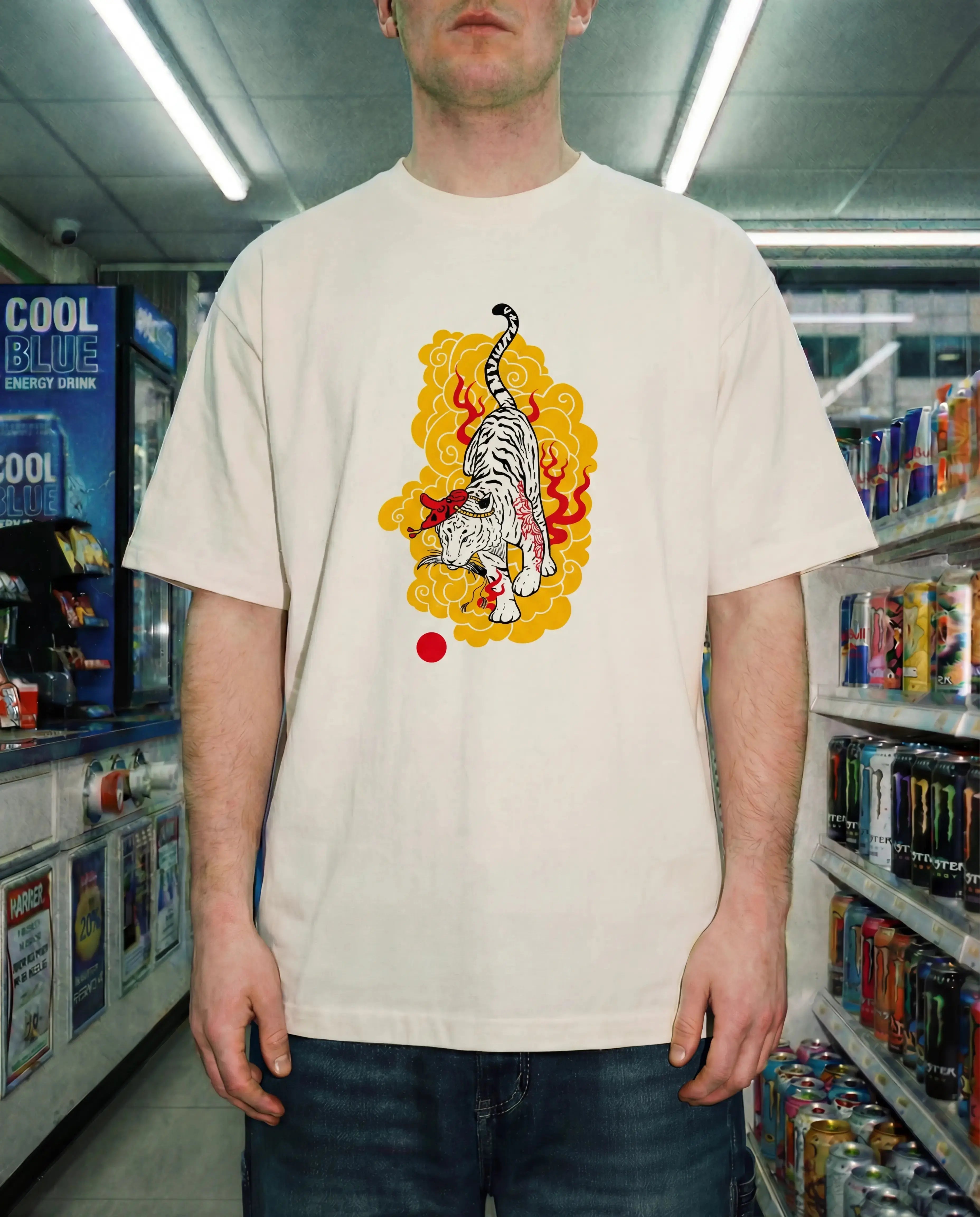 White Tiger – Offwhite Oversized-T-Shirt Batohiro