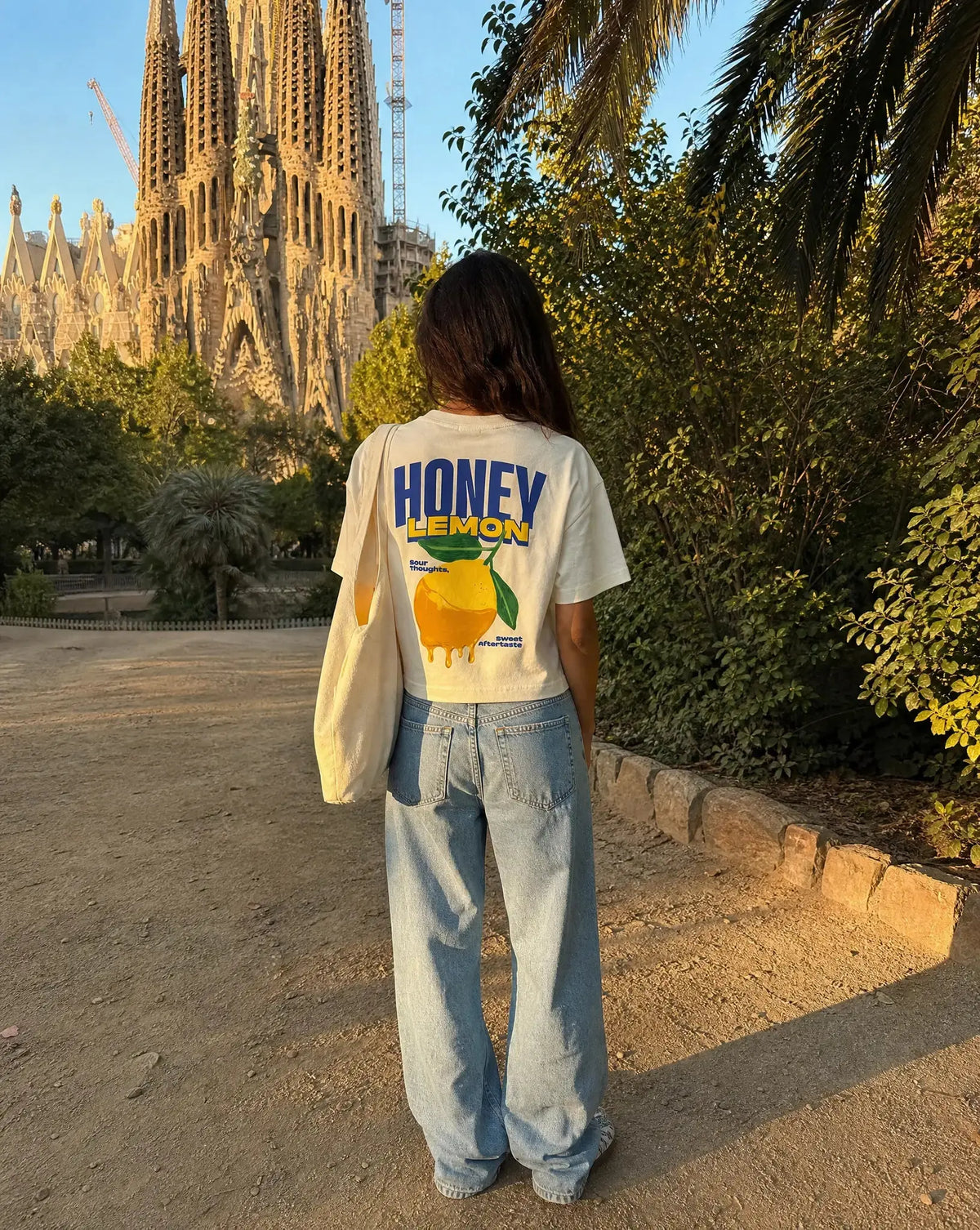 Honey Lemon - White Cropped Oversized Tee Batohiro