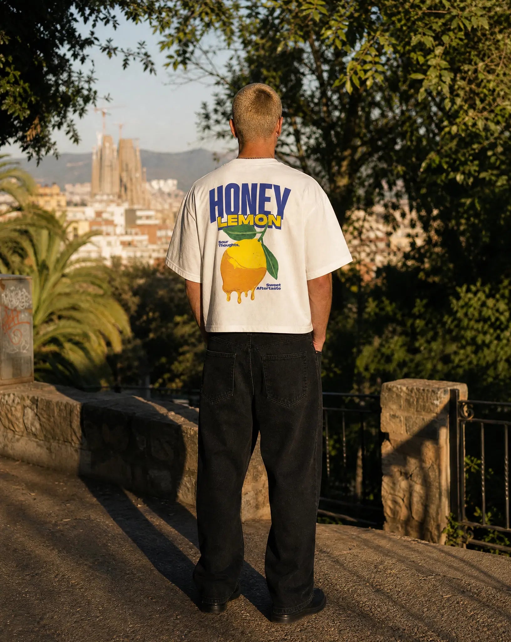 Tričko Honey Lemon - White Cropped Oversized Tee - Batohiro